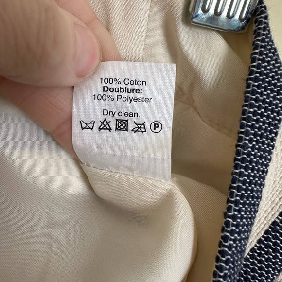 J. CREW Horizontal Striped Woven Blue & Cream Faux Wrap Mini Skirt, Size 4 - Picture 7 of 9